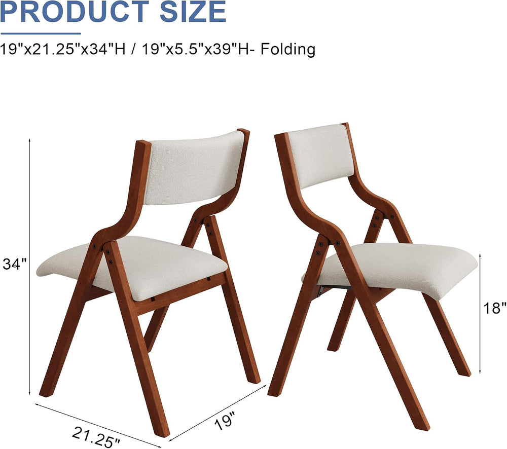 Ball & Cast Upholstered Folding Chairs Set of 2 with Ergonomically Design...
