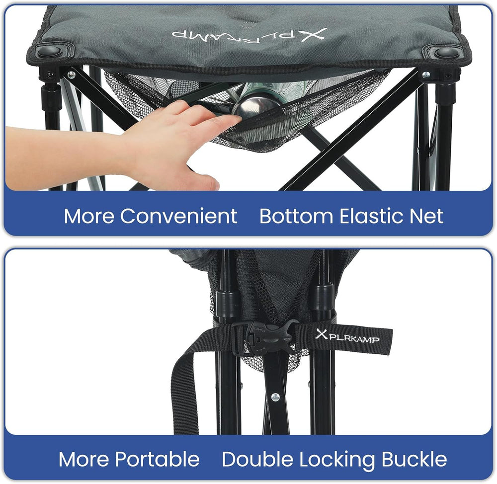 Padded Camping Stool, 18" 500lb Oversized Foot Rest, Grey, 2