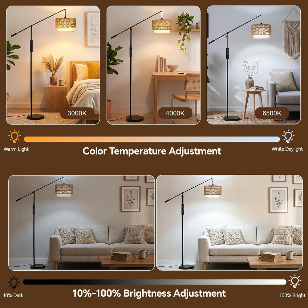 SUNMORY Floor Lamps for Living Room, Boho Standing Lamp with Remote Control