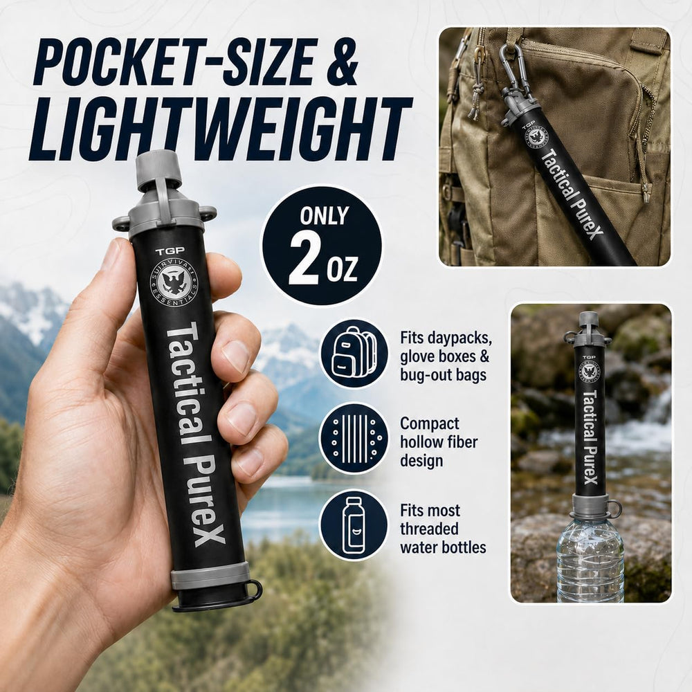 Tactical PureX Water Filter Straw, Portable Water Purifier