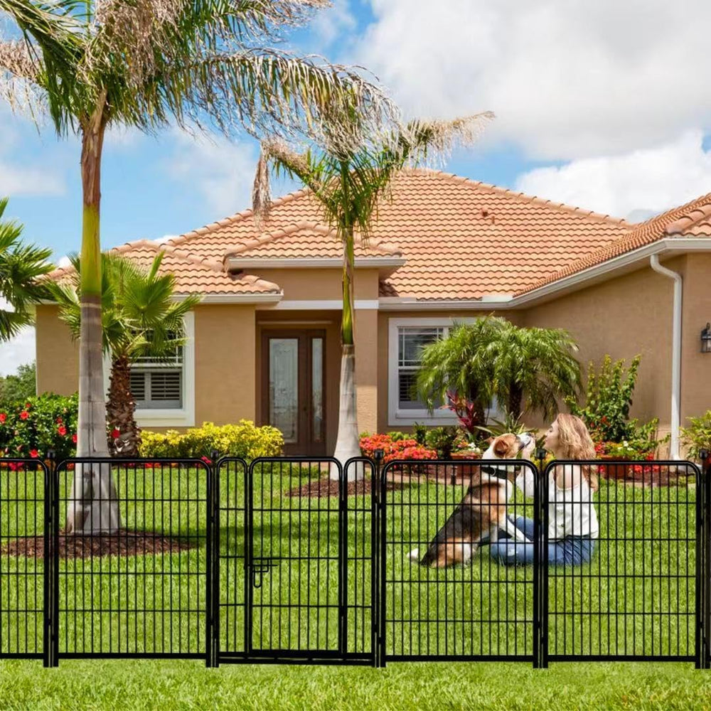 ADAVIN Tall Garden Fence with Gate, 48in Dog Fence Outdoor, 12 Panels | 26.6F...