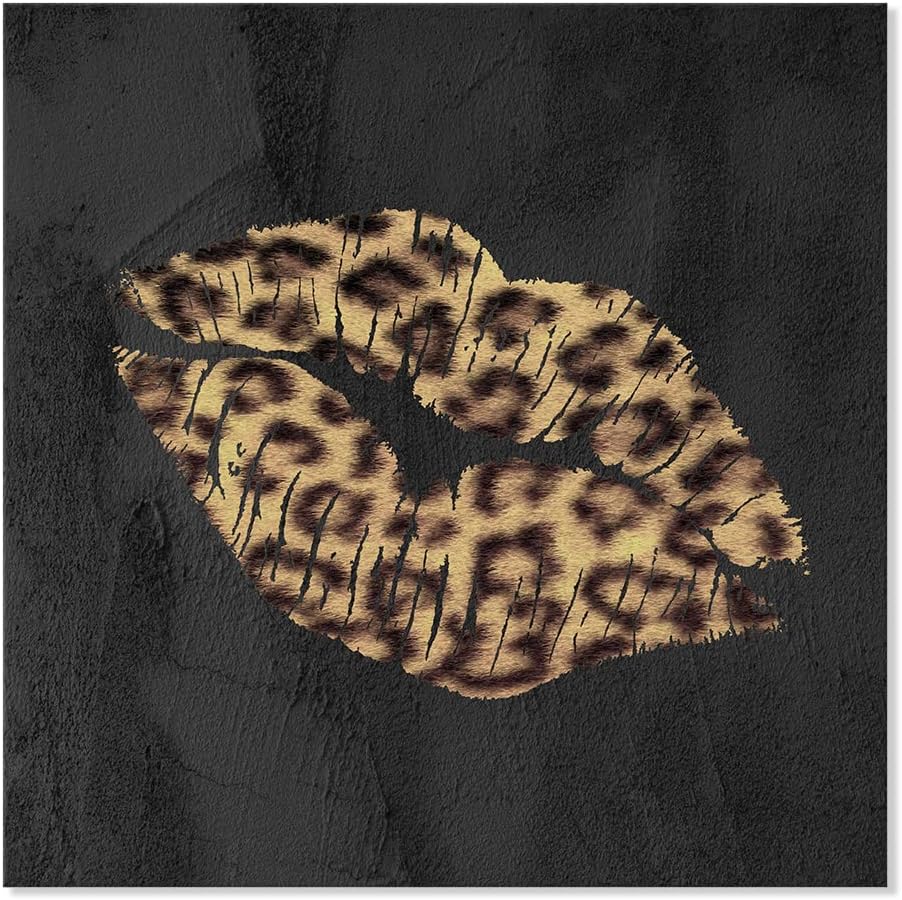 Fashion Lip Canvas Wall Art Sexy Leopard Lip Decor Cheetah Bathroom Decor Fra...