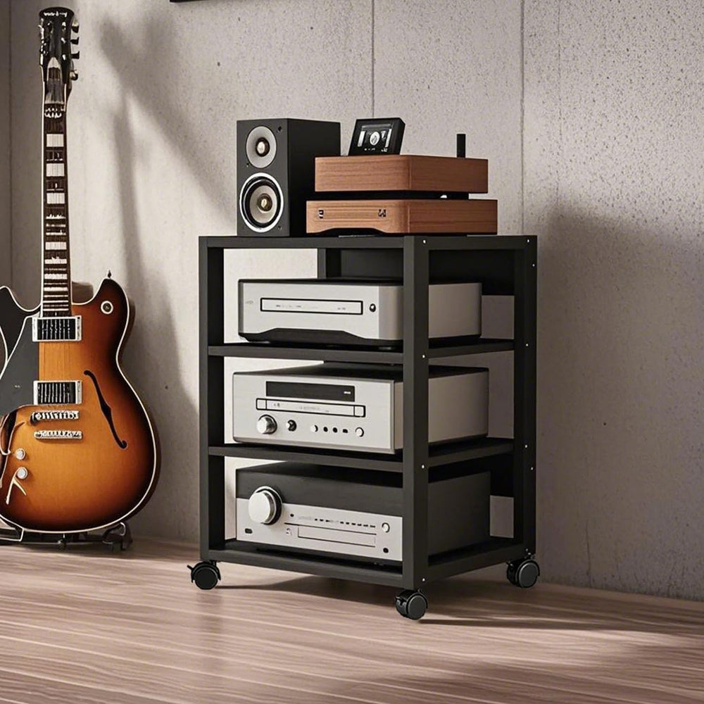 4 Tier AV Media Stand, Audio Rack Tower Stereo Components Cabinet