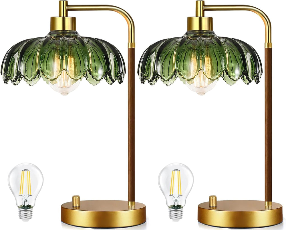 ILLMTW Vintage Table Lamp Set of 2 for Bedroom Living Room,Small Bedside Lamp...