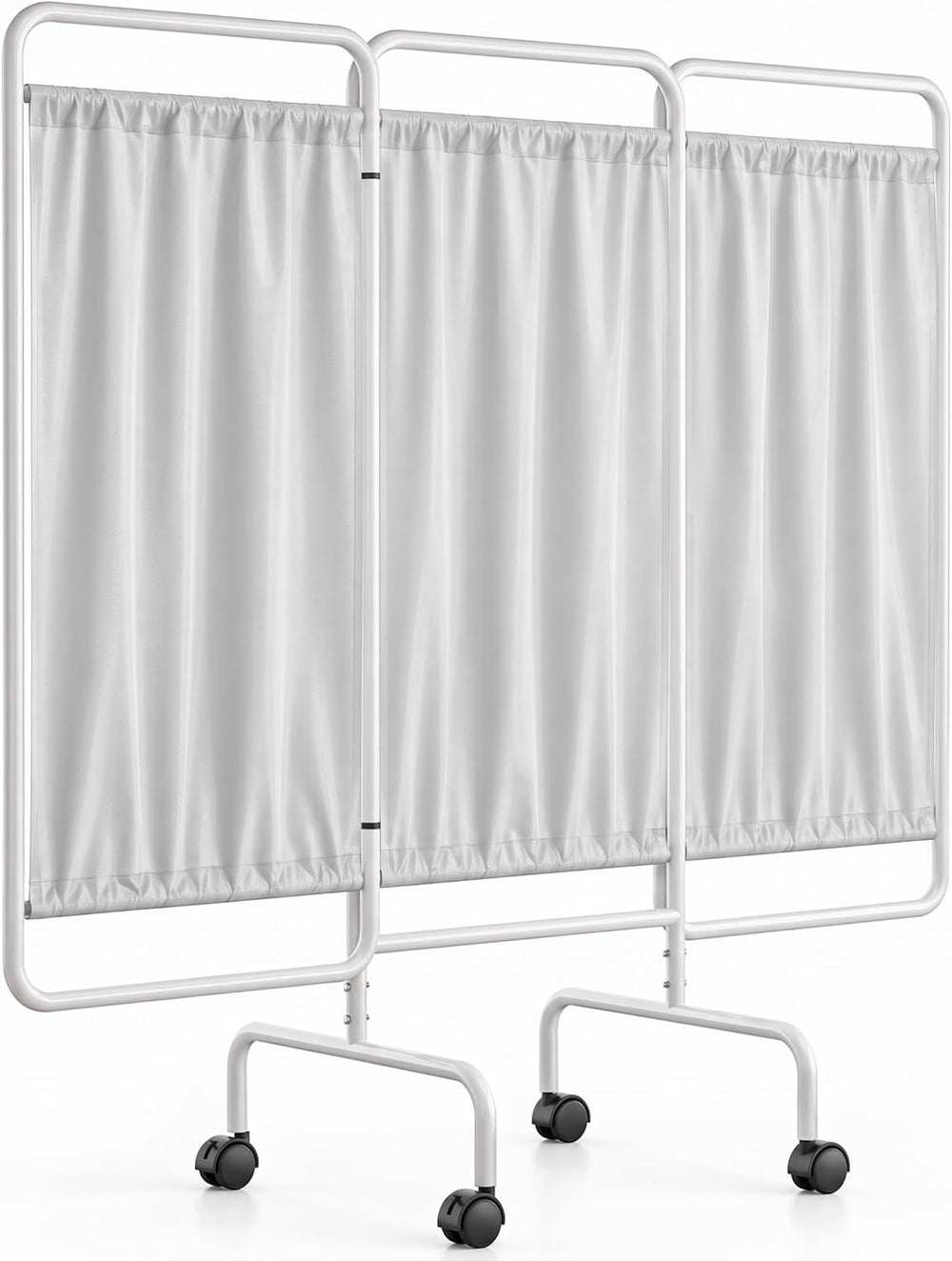 INNOVART 3-Panel Medical Privacy Screen with Wheels, White Vinyl
