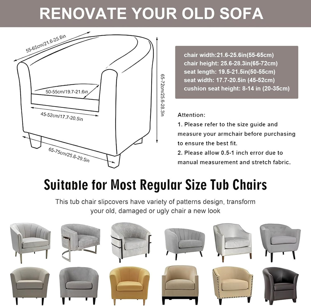 Club Chair Slipcover 2Piece Stretch Tub Chair Slipcover Armchair Sofa Cover