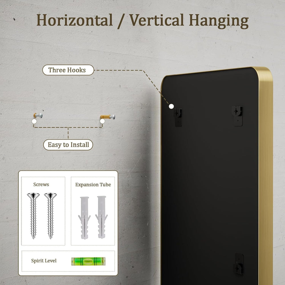 VooBang Bathroom Mirror 30"x48", Gold Gorgeous Deep Frame Wall Mirror