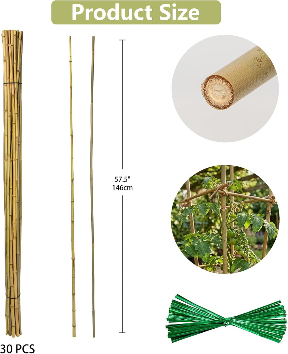 Plant Stakes Natural Bamboo Sticks - 30 Pcs Bamboo Garden Stakes for Plants 4...