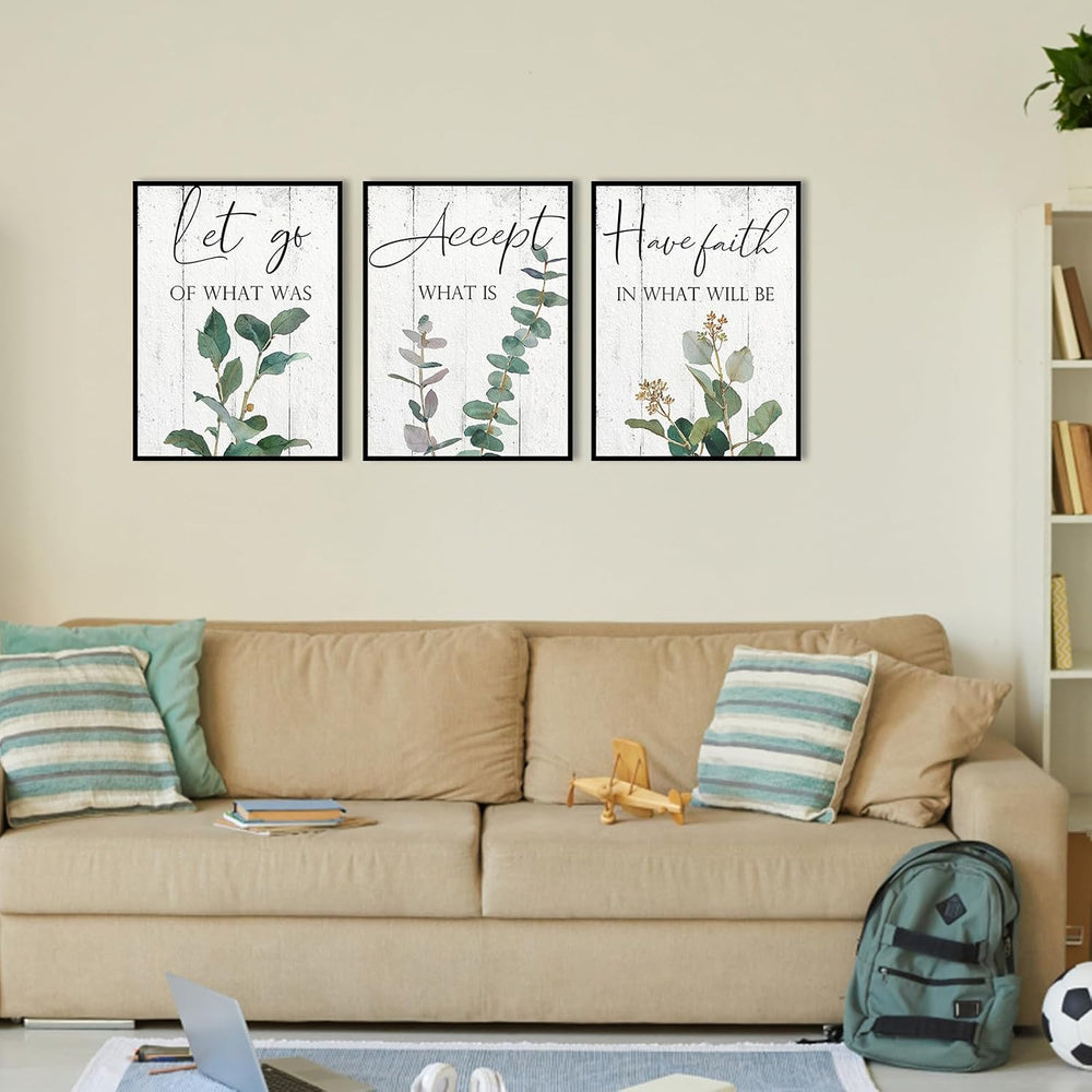 1 KINGO Inspirational Boho Eucalyptus Wall Art 12"x16" Set of 3