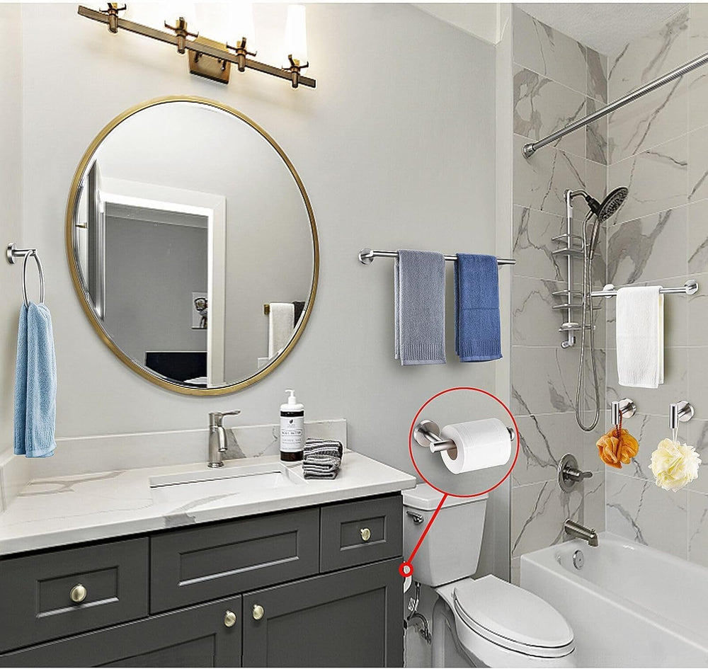 6 Pieces Brushed Nickel Bathroom Hardware Accessories Set, SUS304 Stainless S...