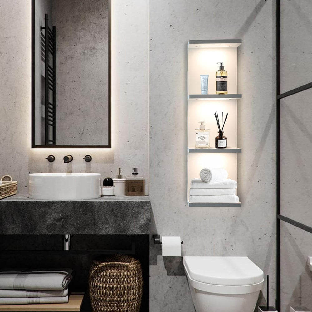 4 Tier LED Wall Shelf, White