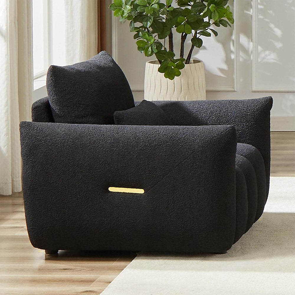 Antetek 35" Modern Accent Single Sofa Chair, Comfy Deep Seat Teddy Fabri...