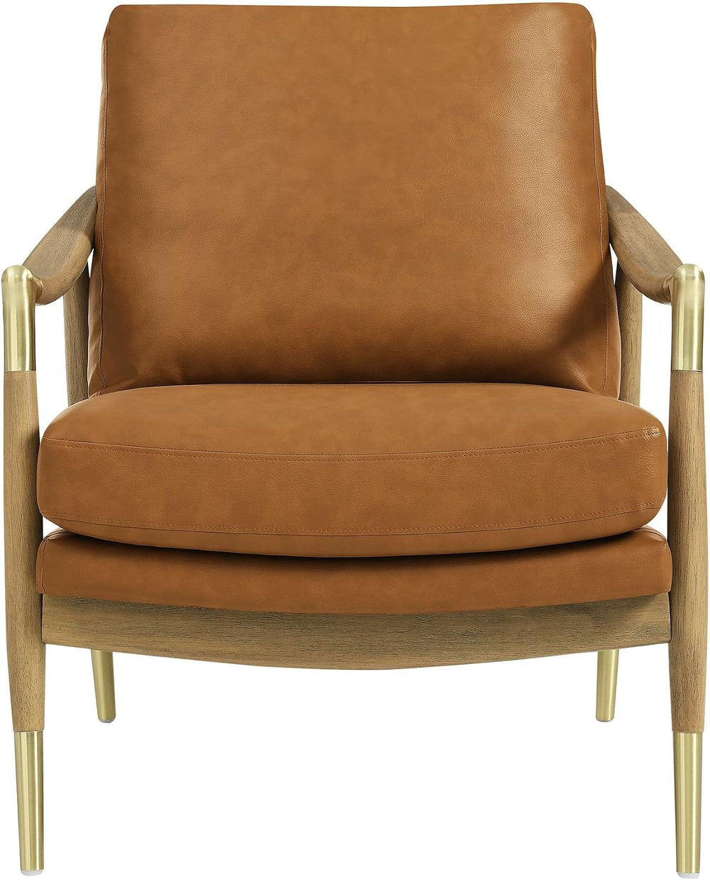 Modway Langford Faux Leather Upholstered Armchair – Mid-Century Modern Armcha...