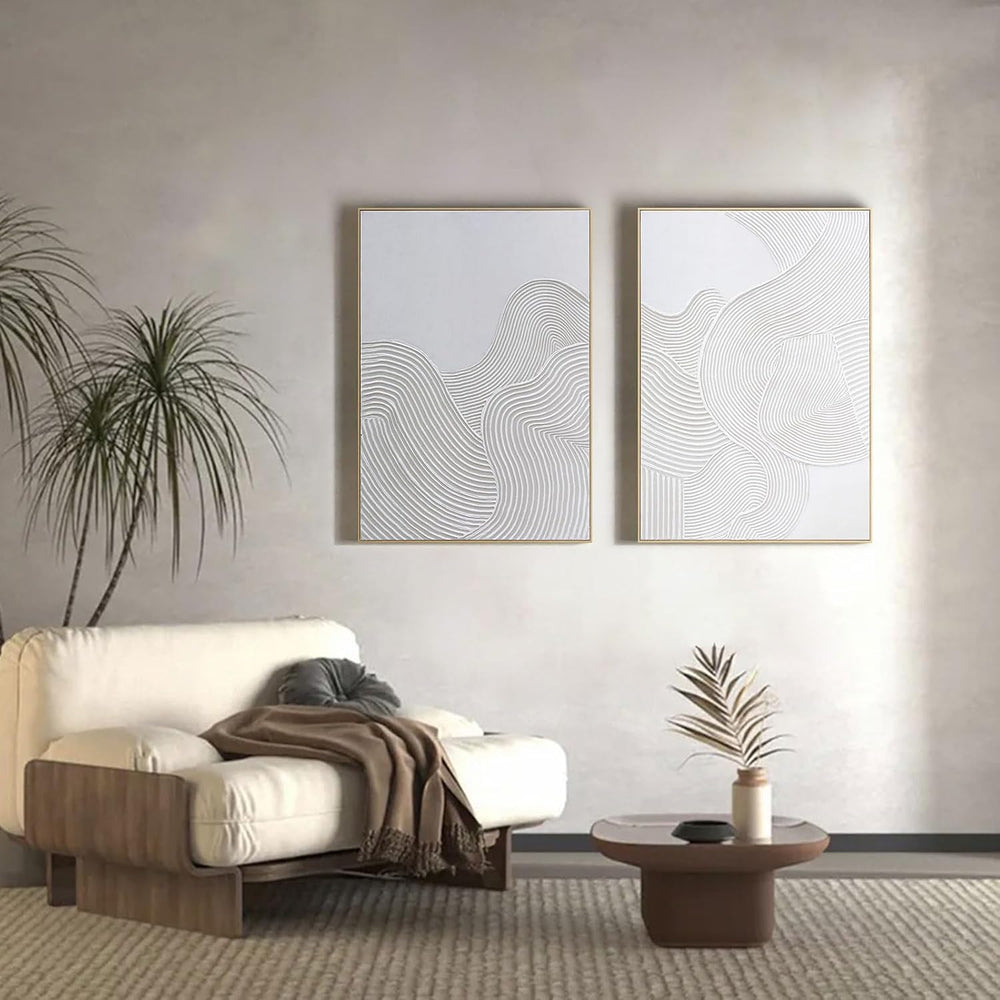 Zessonic Neutral Abstract 3D Textured Hand-Painted Thick Wall Art,28"x40...