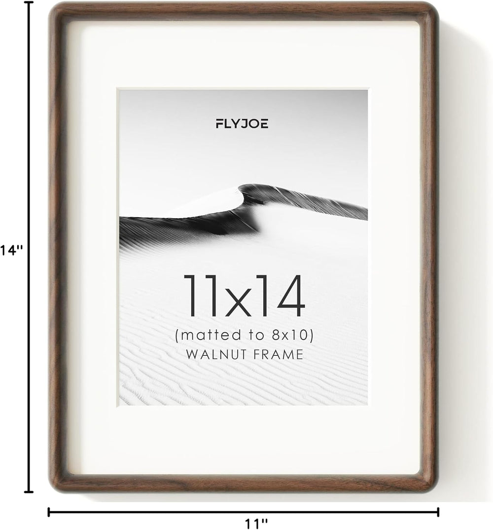 11x14 Picture Frame, Natural Solid Walnut Wood Photo Frame, Rounded Corner