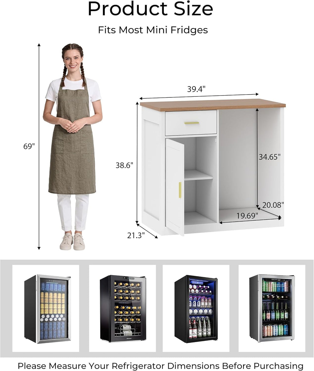 Mini Fridge Cabinet, Coffee Bar Cabinet with Fridge Space (Not Included)