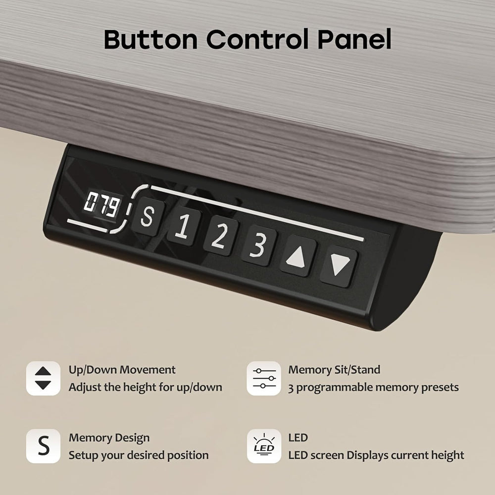Electric Standing Desk, 48×24 Inch Home Office Desk, Grey