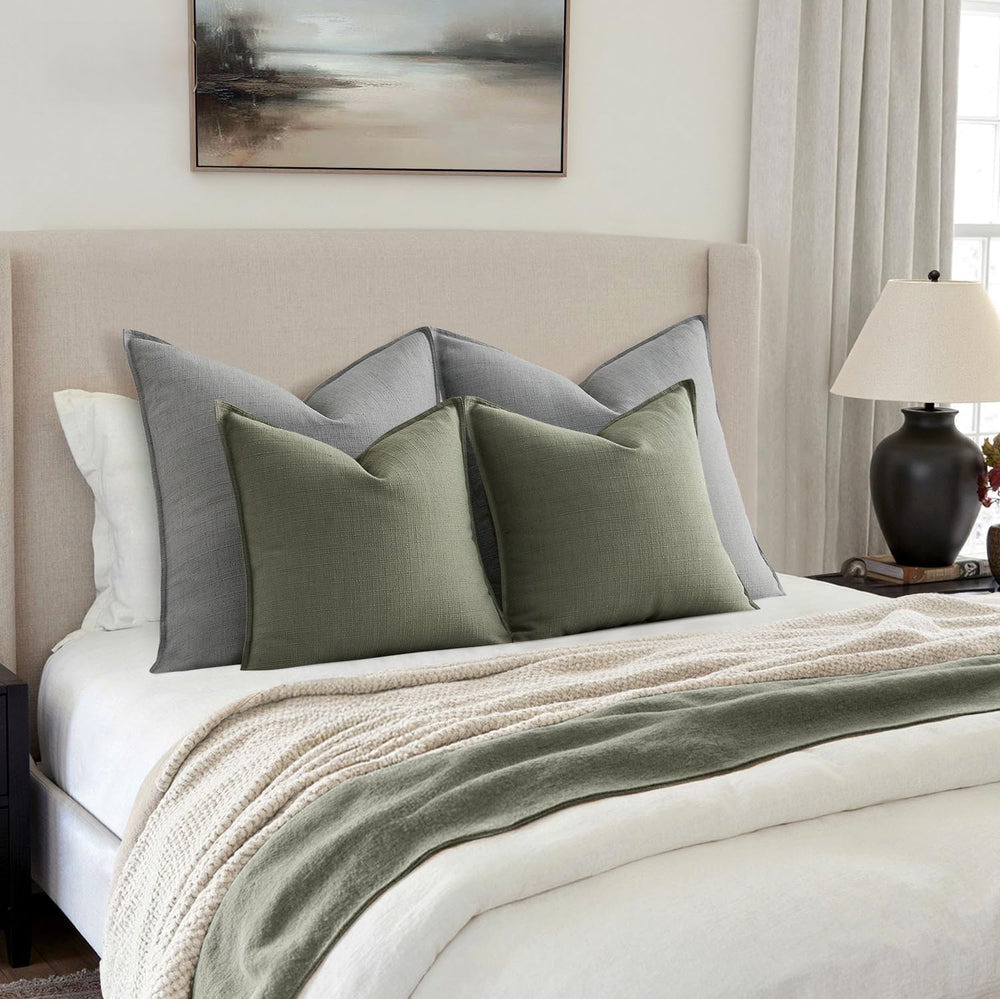 MIULEE Thick Textured Decorative Throw Pillow Covers 20x20 Inch Olive Green