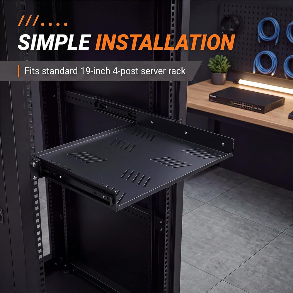1 Pcs 1U Sliding Rack Shelf, Mounting 13.8-19.7 Inch Depth