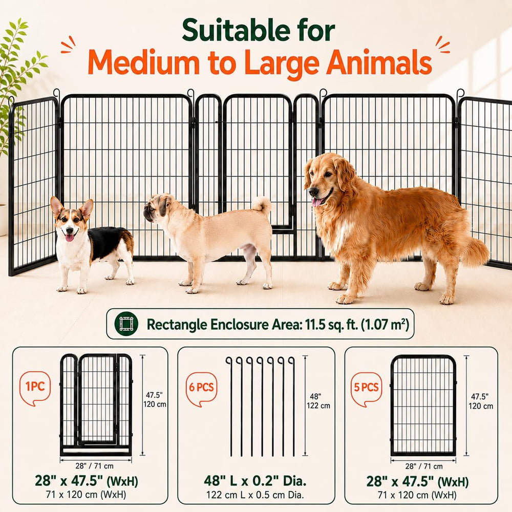 Yaheetech Dog Playpen 47in 6 Panels Pet Fence for Indoor Yard RV Camping