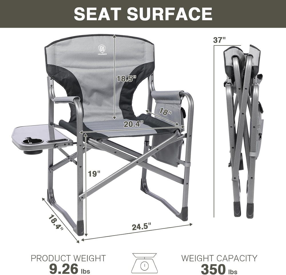 EVER ADVANCED Lightweight Aluminum Director Camping Chair, 350 lb Capacity