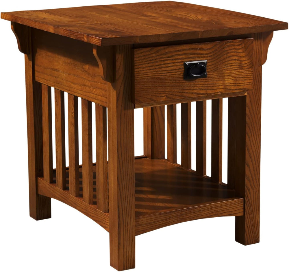 Leick Home Mission Impeccable Nightstand Side Table, 24", Medium Oak