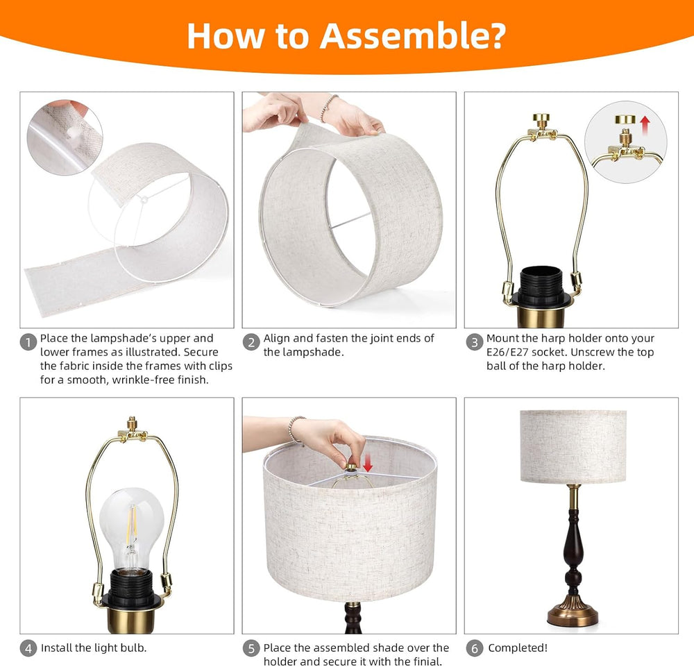 YISUN Drum Lamp Shades Set of 2, 11.8" Top x 11.8" Bottom x 7.9&quo...