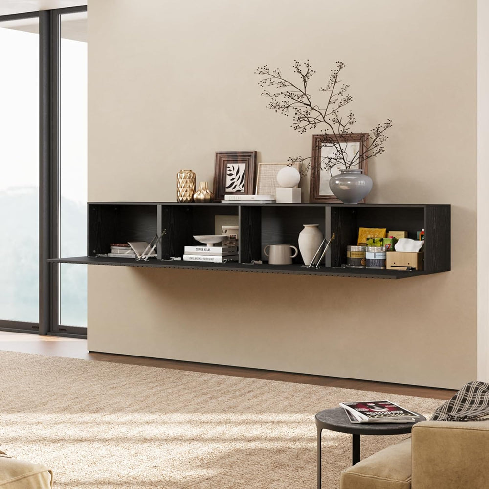 DHMAKER 71“ Floating TV Stand Wall Mounted w/Power Outlet for TVs up to 80"