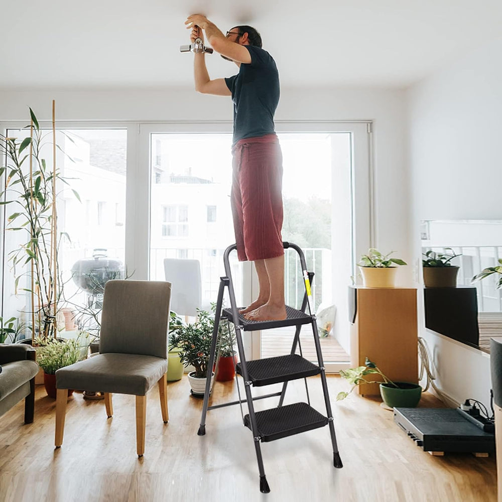 GOLYTON 3 Step Ladder,Step Stools for Adults, 500lbs Capacity