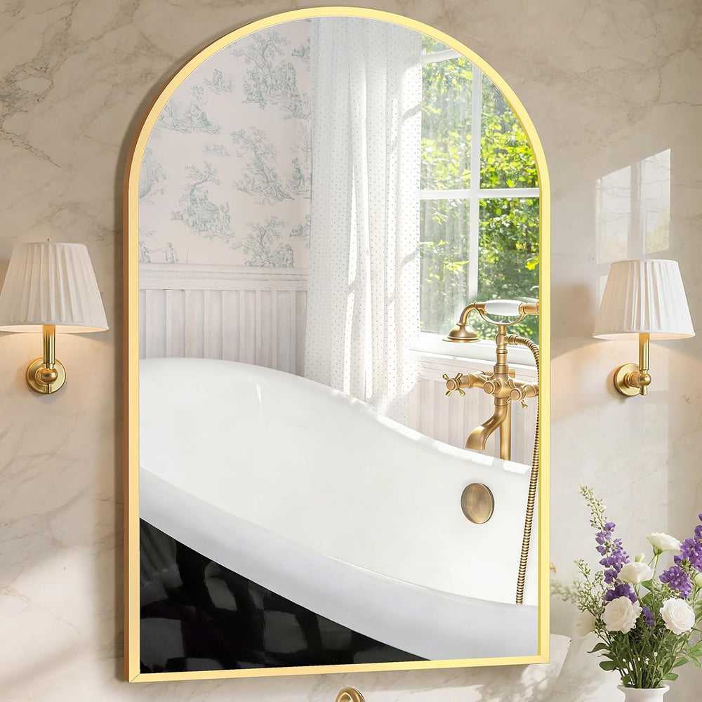 Sweetcrispy 26"x38" Arched Bathroom Mirror, Bathroom Mirrors for Ov...