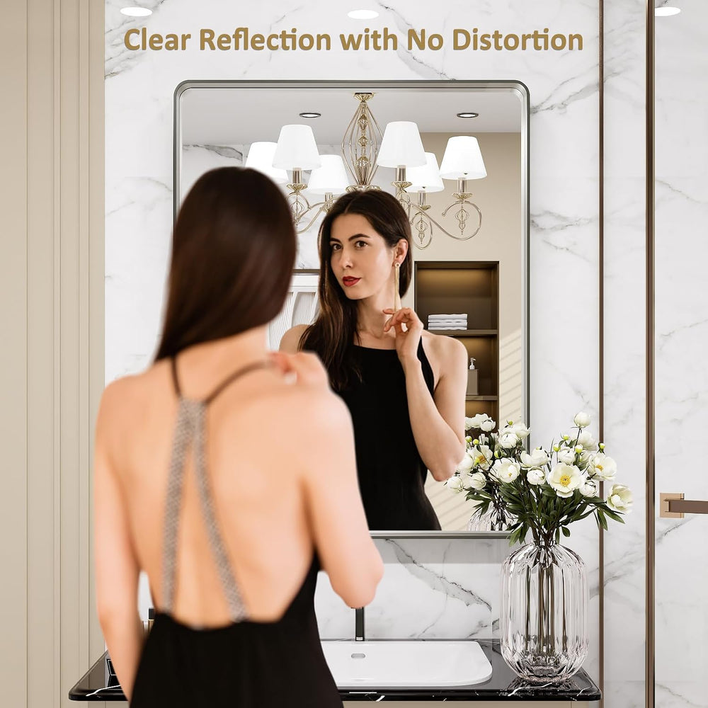 LOAAO 22X30 Inch Brushed Nickel Bathroom Mirror