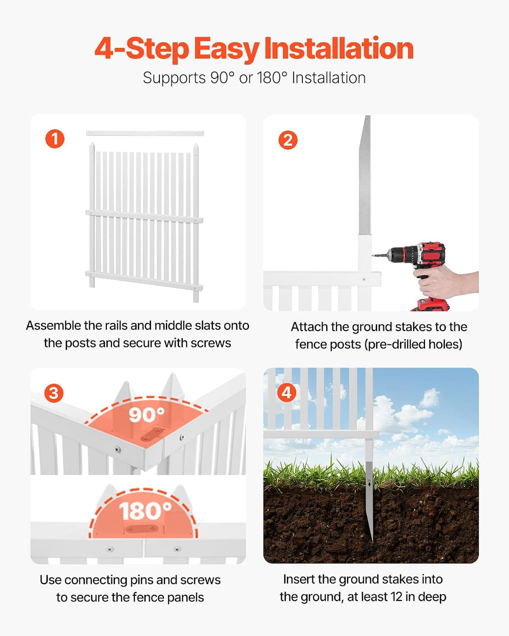 VEVOR 2 Panels Outdoor Privacy Screen, 36 x 45 in Air Conditioner Fence with ...