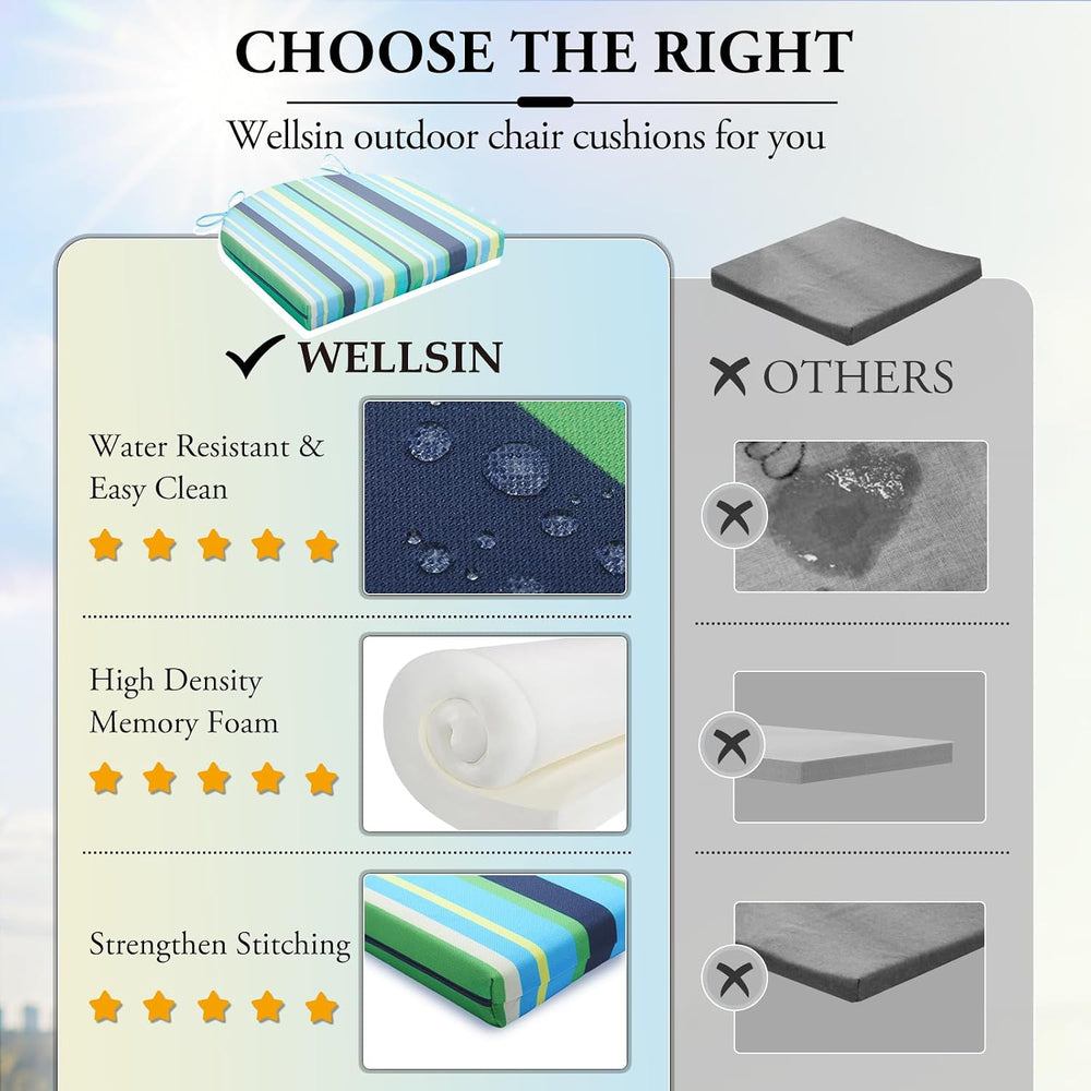 Wellsin Outdoor Chair Cushions for Patio Furniture - Patio Chair Cushions Set...