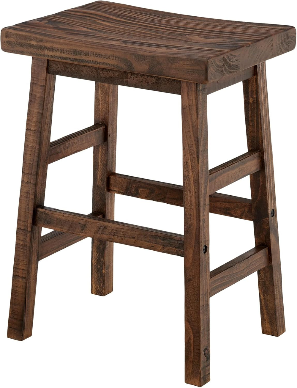 Alaterre Pomona Solid Wood Dining Bar Stool, Rustic Brown, 26 Inch
