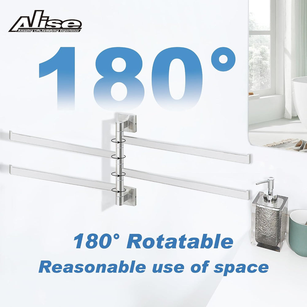 Alise 4 Arm Swivel Towel Rack, Swivel Towel Bar Brushed Nickel, 13.6 Inch
