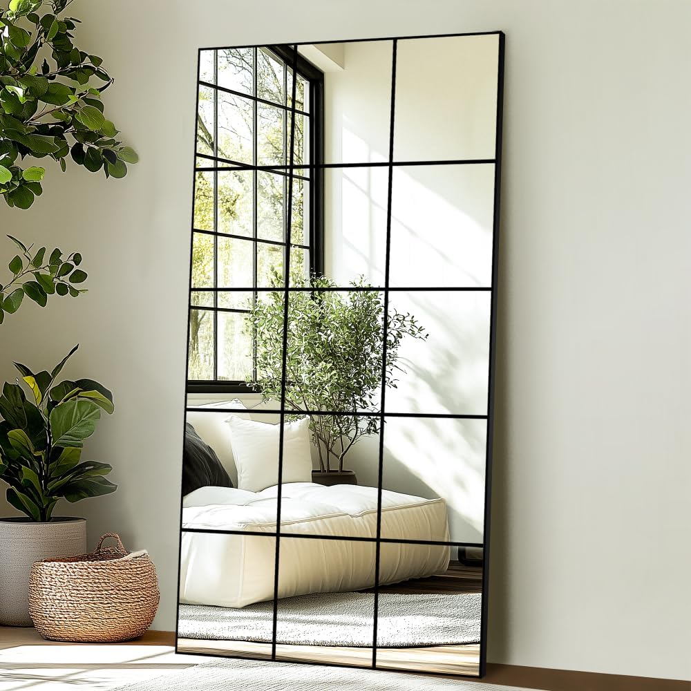 Delma Window Pane Full Length Mirror 28"x55" Large Window Wall Mirr...
