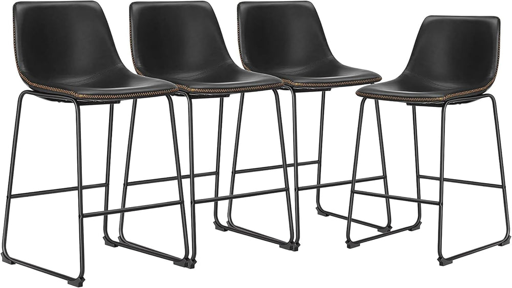 DUMOS 26 Inch Counter Height Bar Stools Set of 4, Modern Faux Leather High Ba...