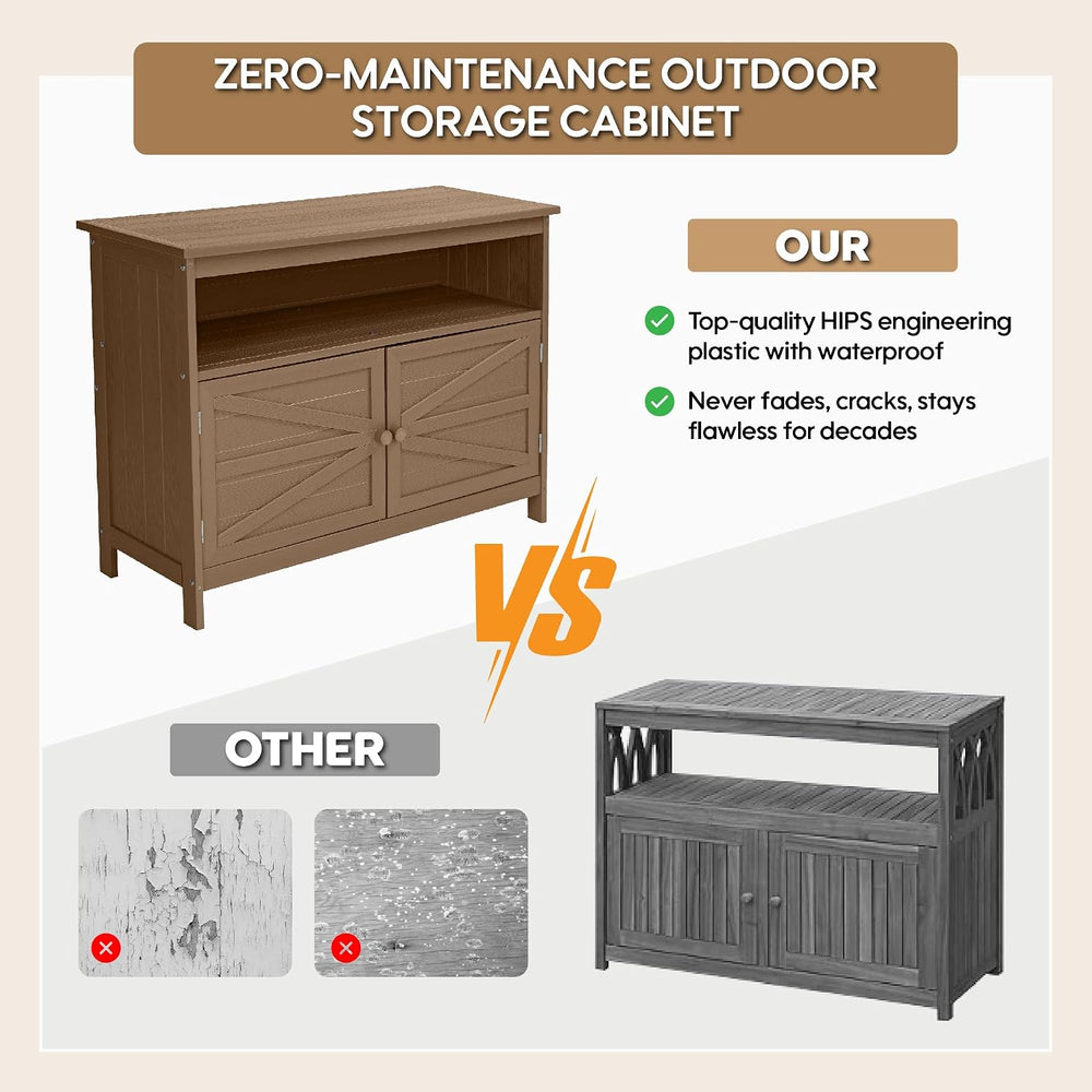 HIPS All-Weather Outdoor Storage Cabinet,Outdoor Sideboard with Magnetic Door...