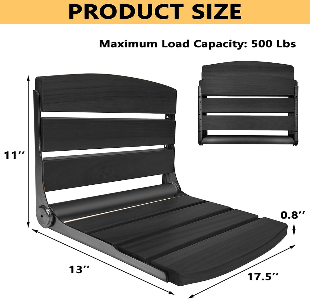 Folding Shower Seat Wall Mounted, 17.5''x13''x11'' Fo...