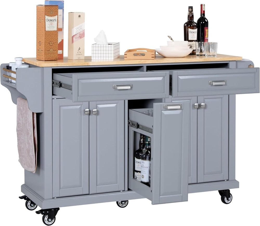 Cambridge Mobile Kitchen Island on Wheels with Storage and Wood top, Rolling ...