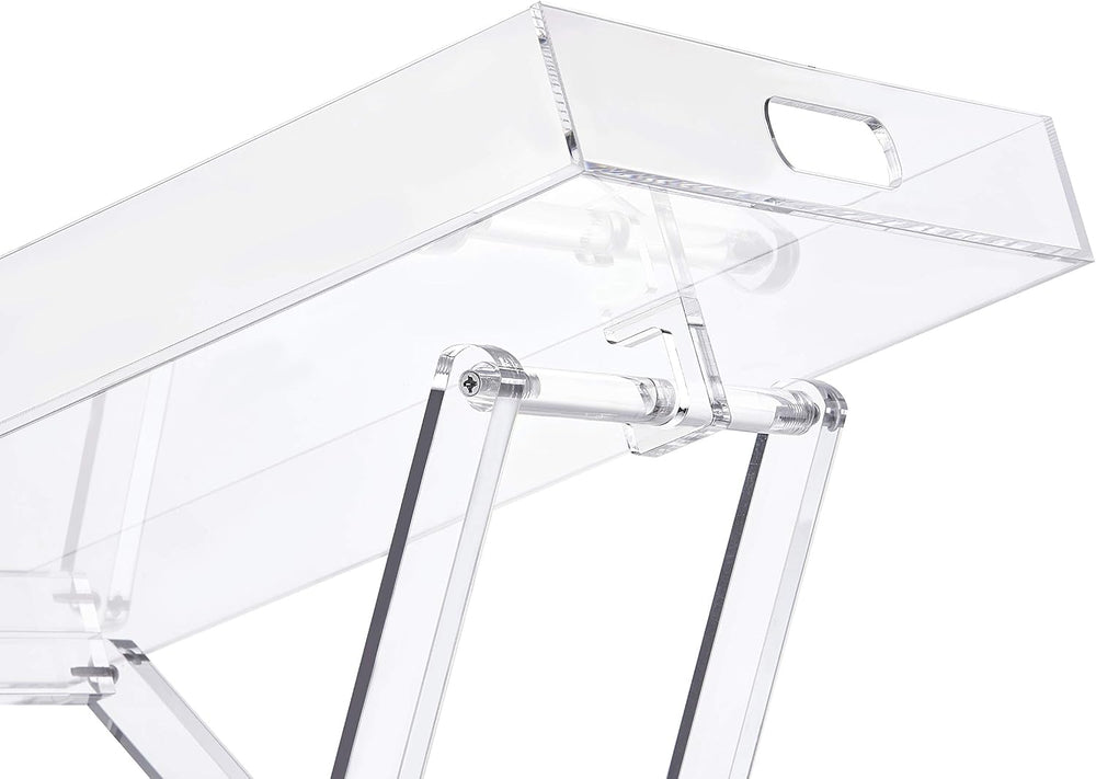 Clear Acrylic Folding Tray Side Table, Lucite Small End Table