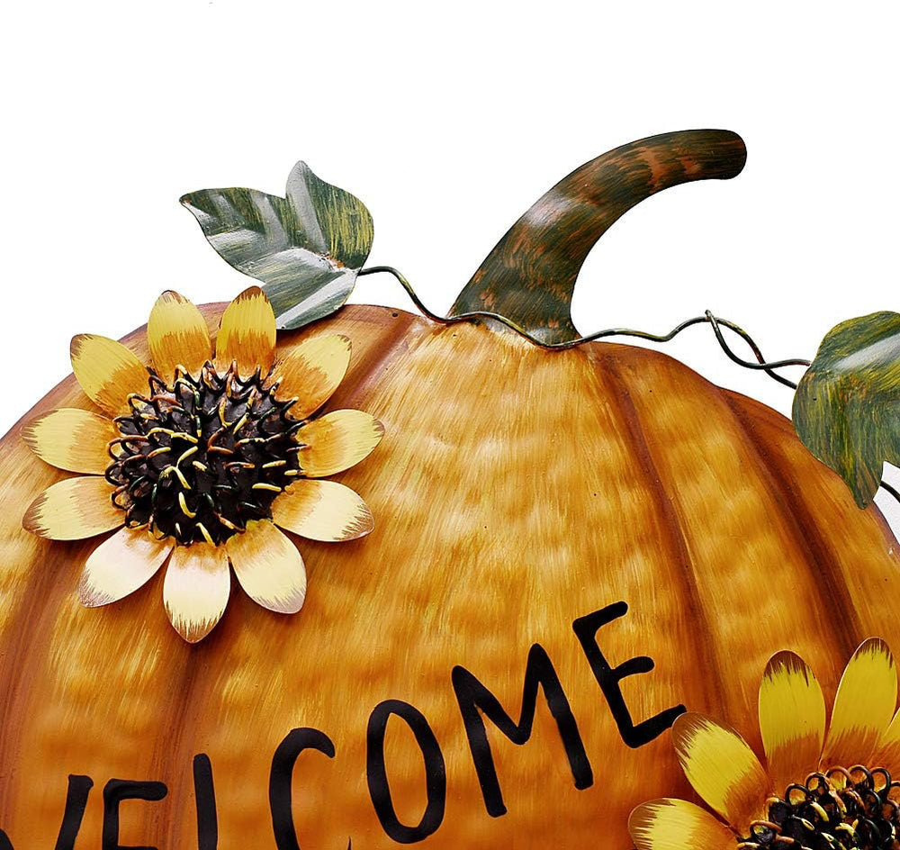 Metal Pumpkin Garden Stakes Welcome Sign Decorative Yard Sign Fall Decor