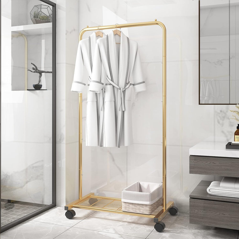 Simple Trending Clothes Garment Rack , Clothing Rack, Golden Yellow