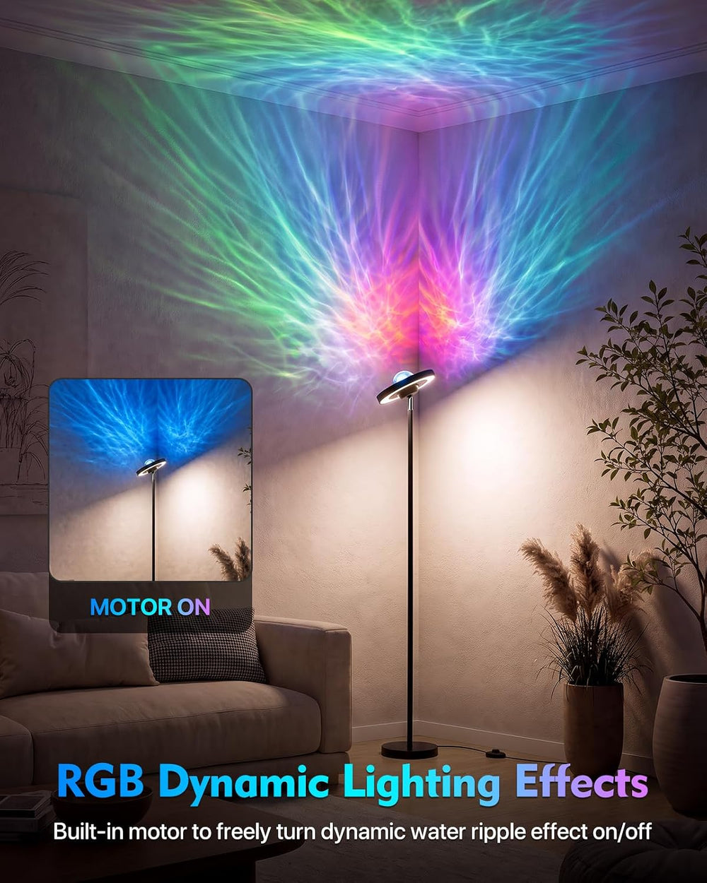 Water Ripple Floor Lamp: RGB, Remote Control