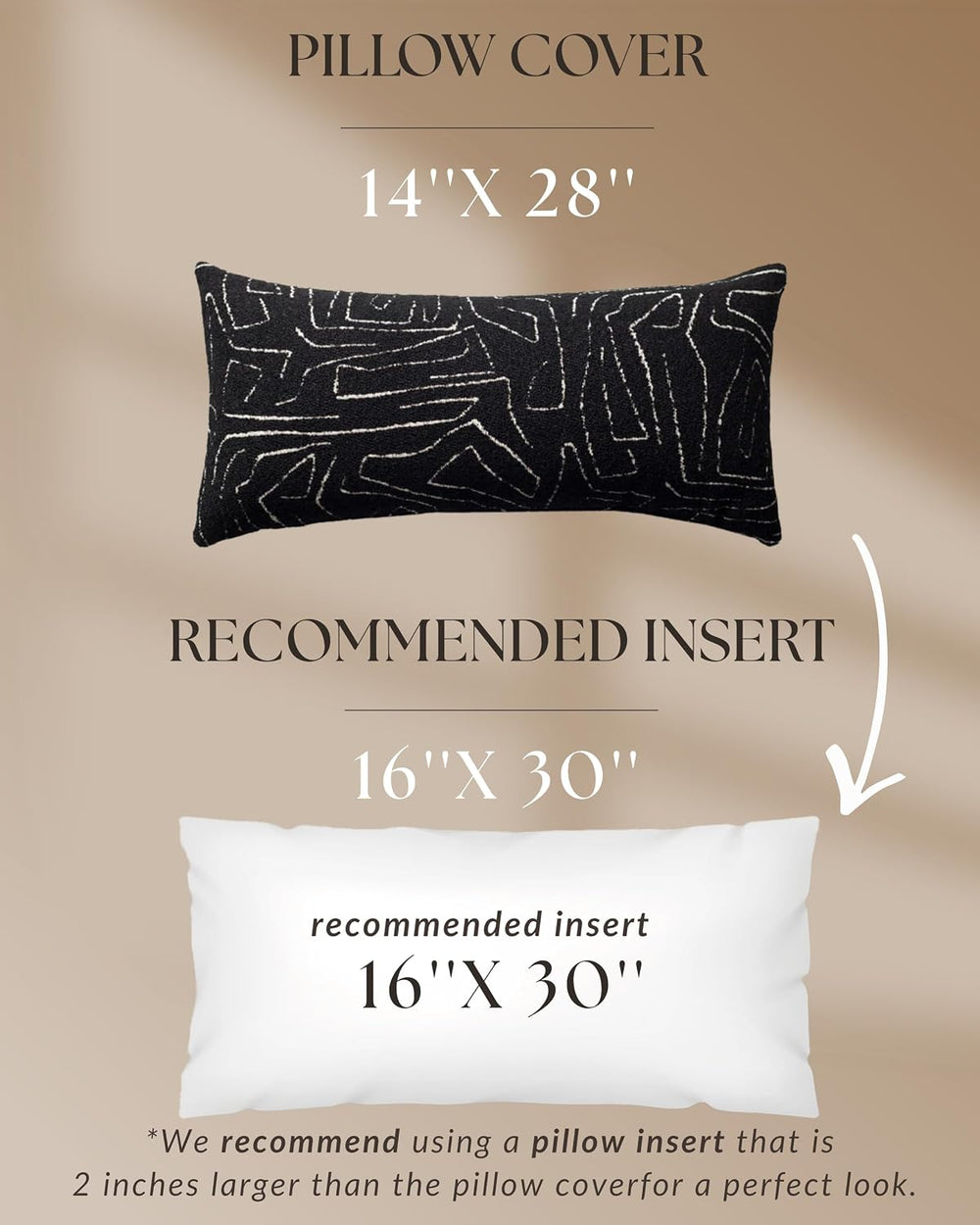 Throw Pillow Covers, Pack of 1, Amorf, Black, 14"x28"