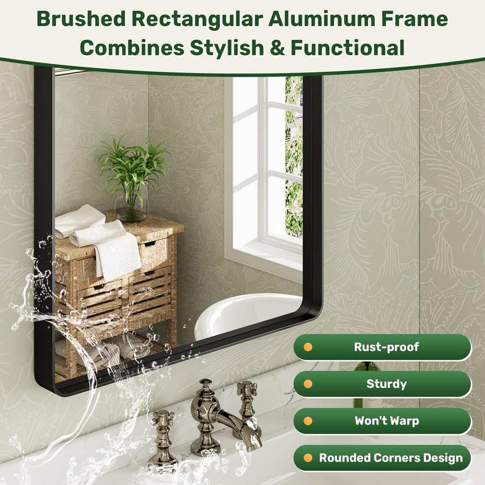22X30 Black Bathroom Mirror for Over Sink, 2-Pack