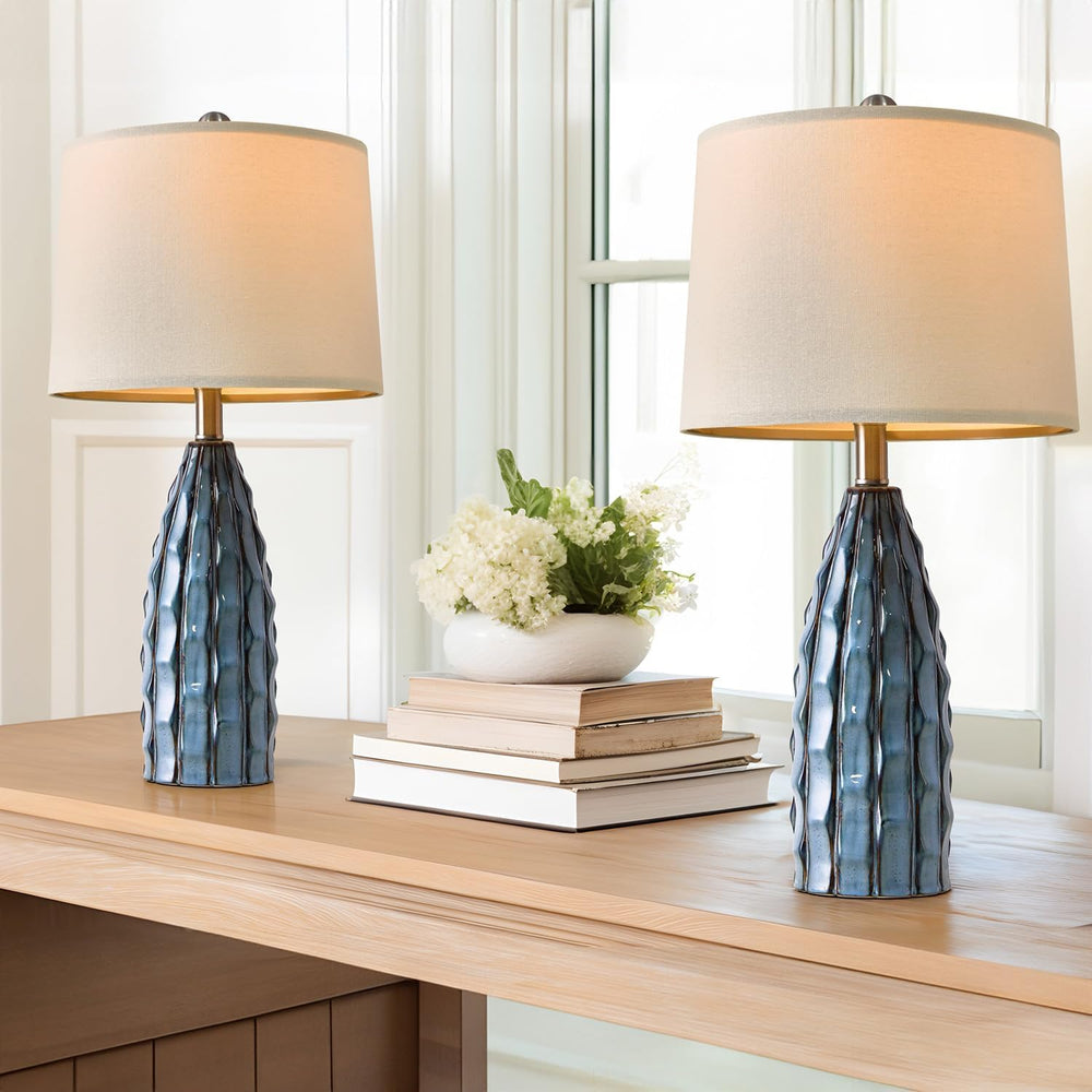 USumkky Ceramic Table Lamps Set of 2, 23.75" Modern Farmhouse Bedside La...