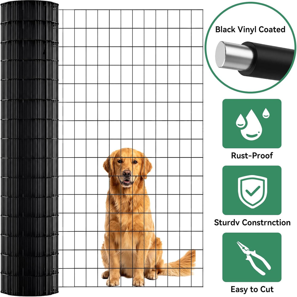 Thealyn 4ft x 50ft Black Vinyl Coated Welded Wire Fence