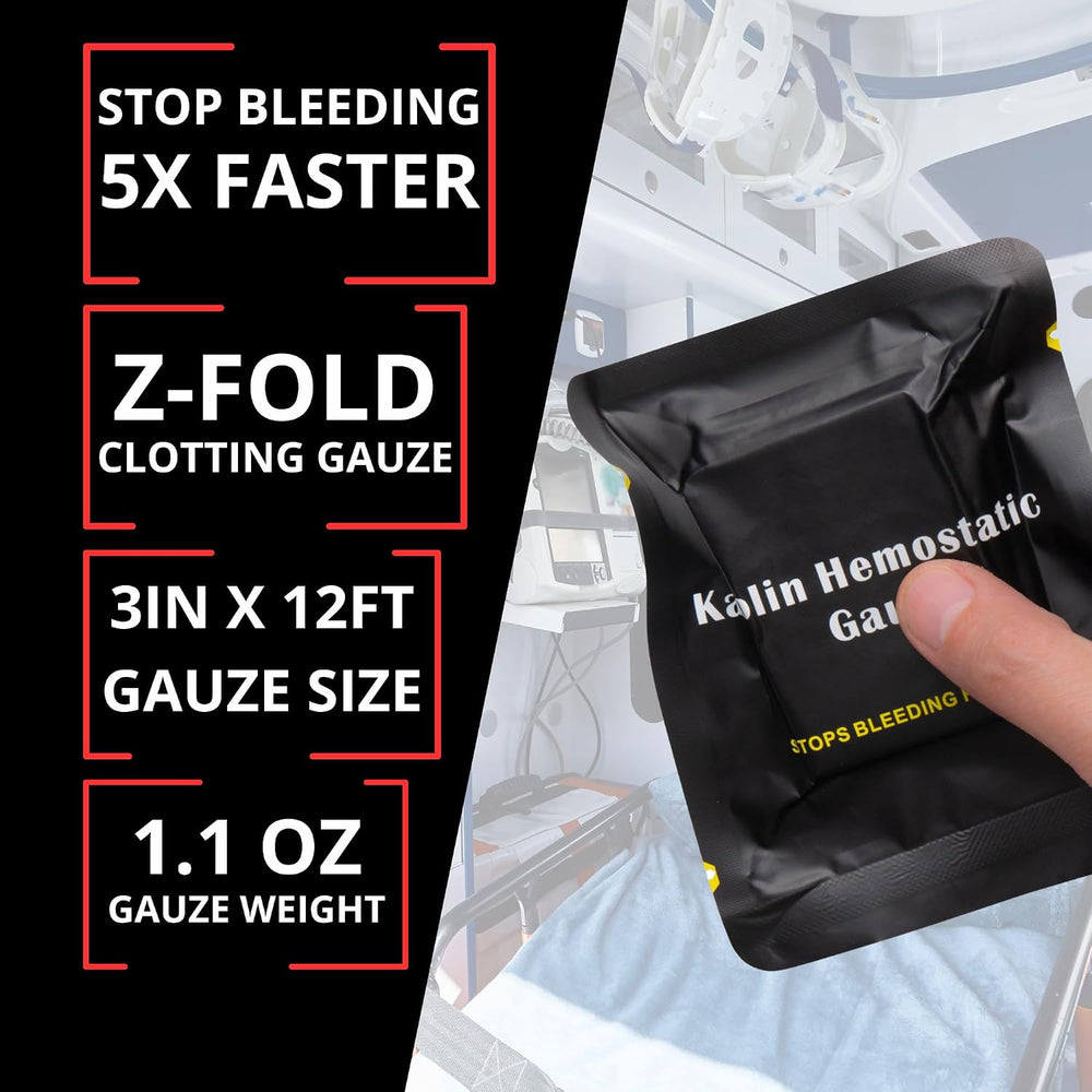 Advanced Koalin Hemostatic Gauze for Blood Clotting & Wound Packing - 2 PK