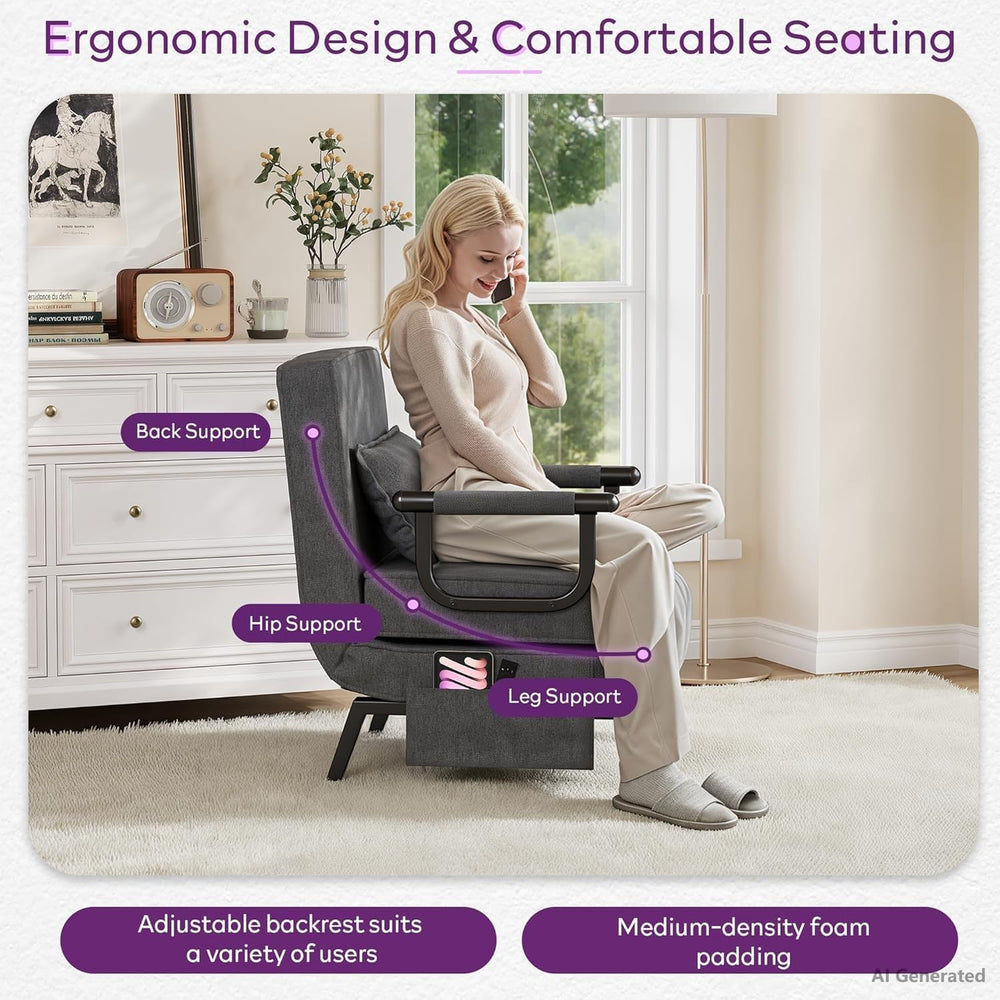 TYBOATLE Sleep Chair Set of 2, Sleeper Chair (Dark Grey)